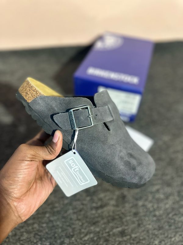 Birkenstock Boston Soft Footbed Suede Dark Grey 