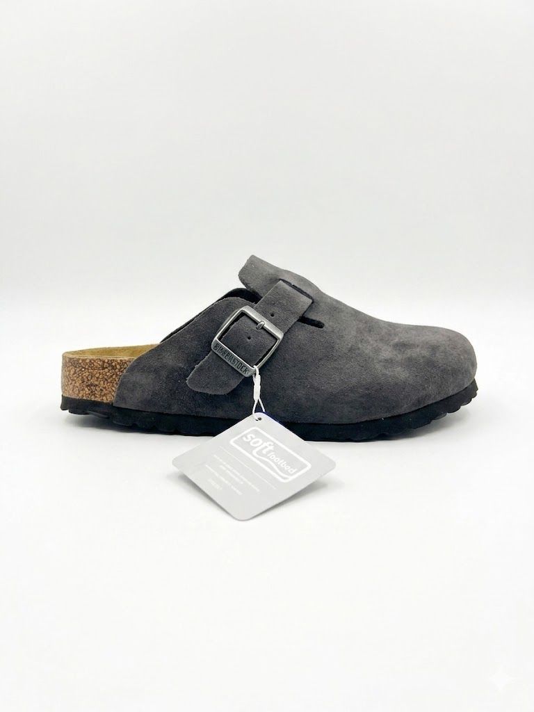 Birkenstock Boston Soft Footbed Suede Navy Grey 