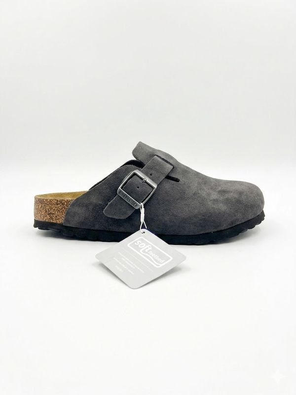 Birkenstock Boston Soft Footbed Suede Dark Grey 