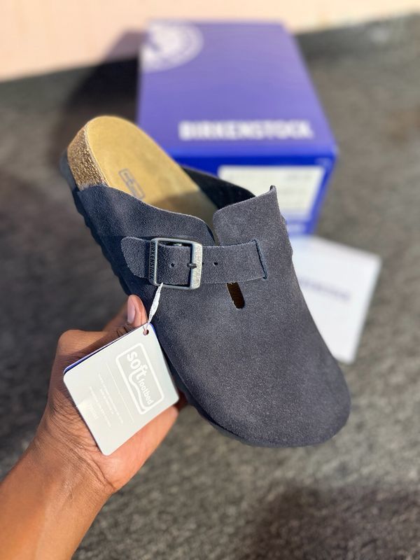 Birkenstock Boston Soft Footbed Suede Navy Grey
