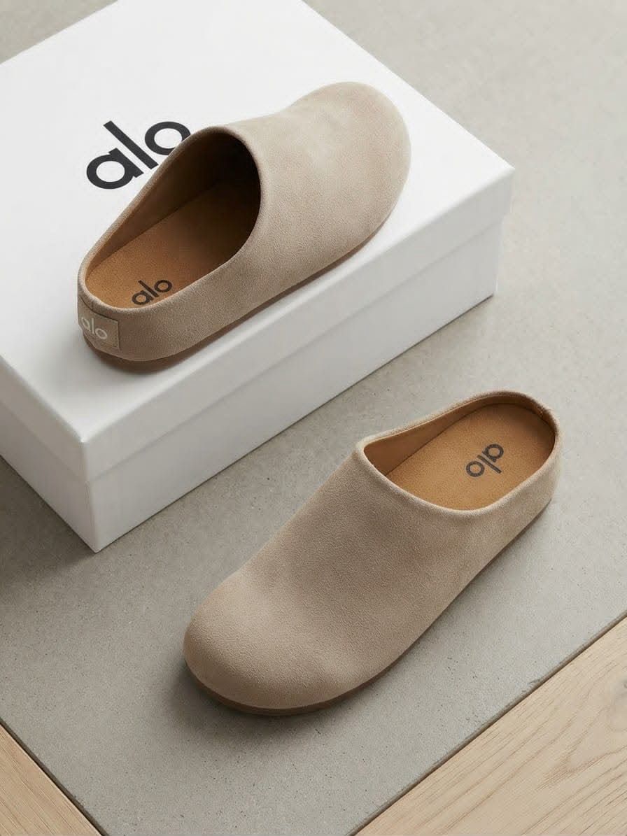 alo Sacha split suede mules / beige