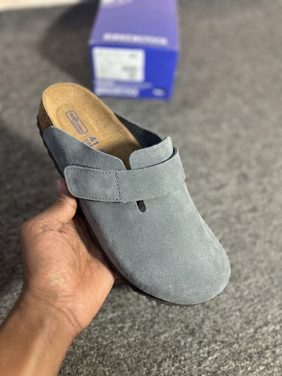 Birkenstock  Loma suede mules  Dark Gary 