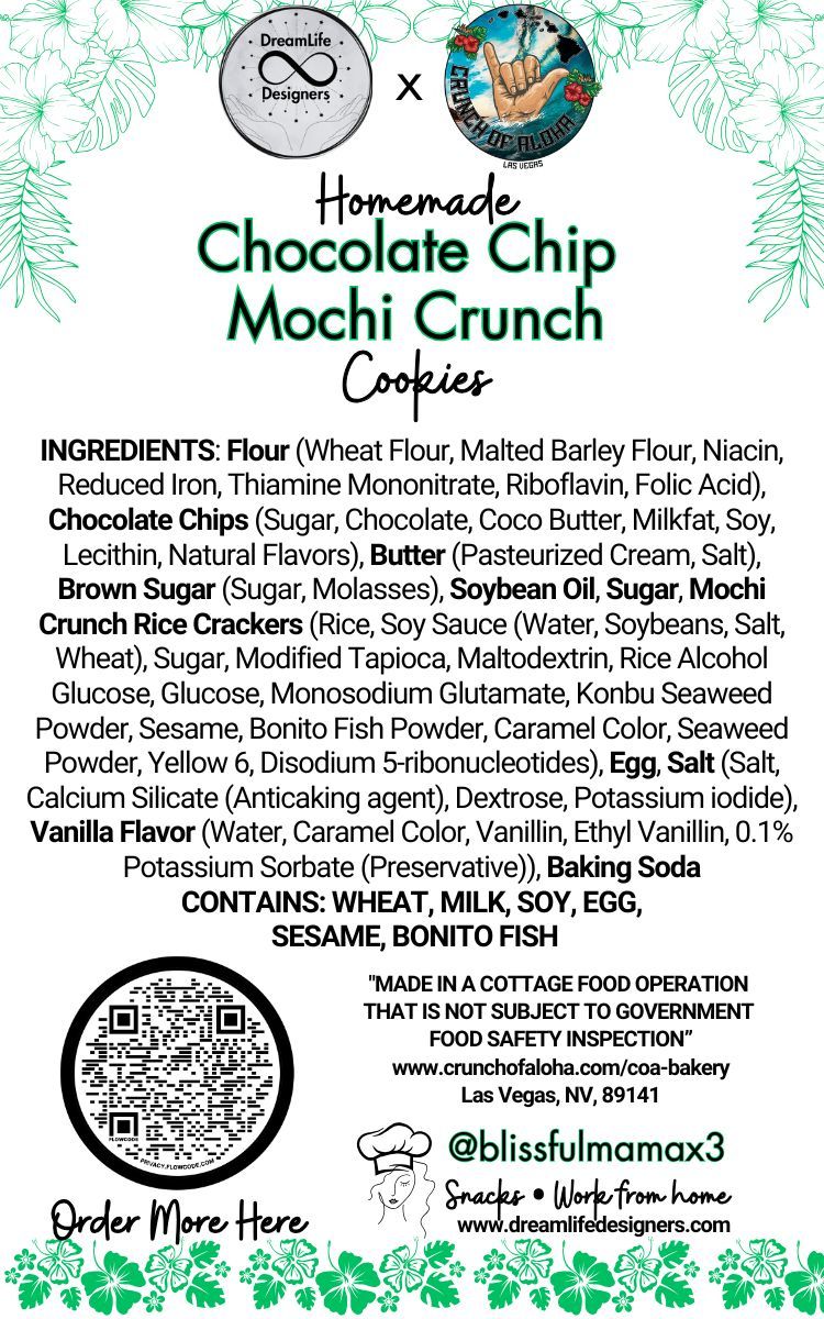 Chocolate Chip Mochi Crunch Cookies