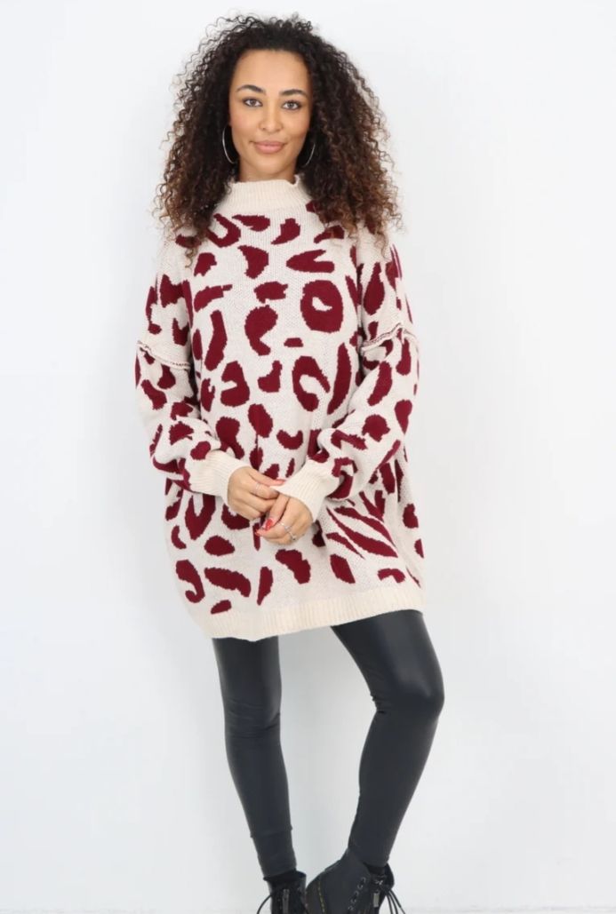 Leopard print oversized jumper