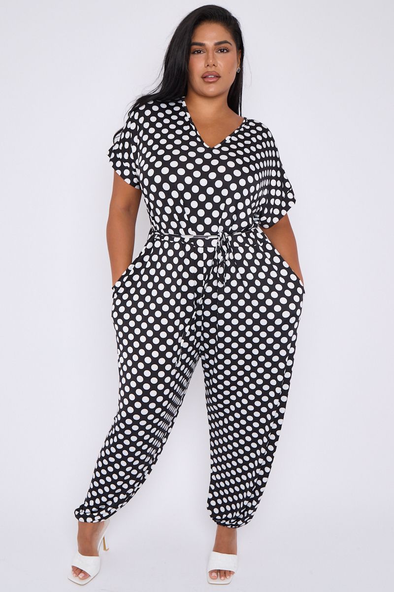 Black &amp; white polka dot jumpsuit