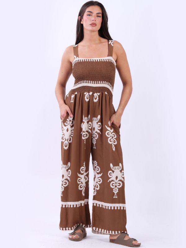 Smocked leg jumpsuit
