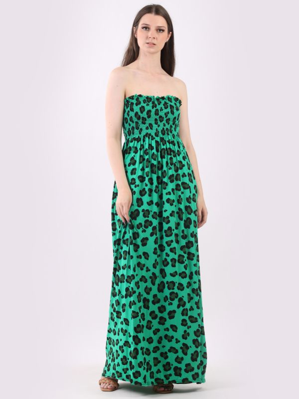 Leopard print boob tube maxi dress