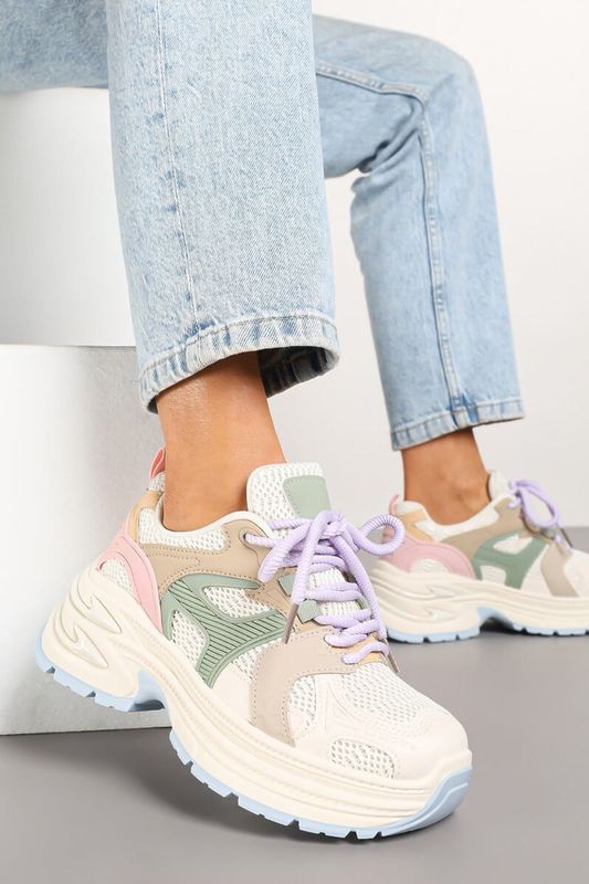 Chunky sole lace up trainers
