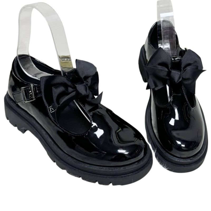 Black Patent Bow Shoes