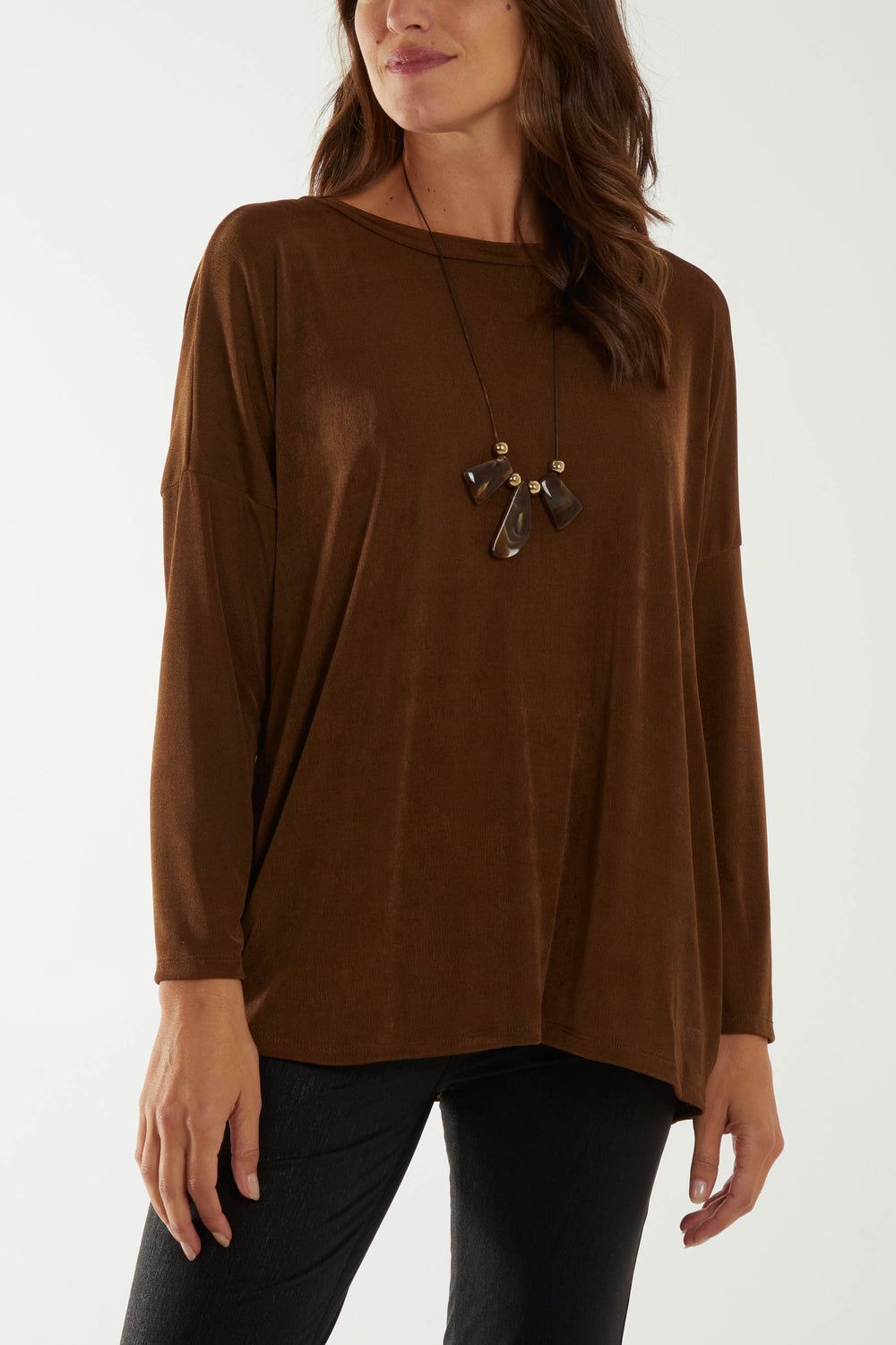 Straight Neck Acetate Necklace Top