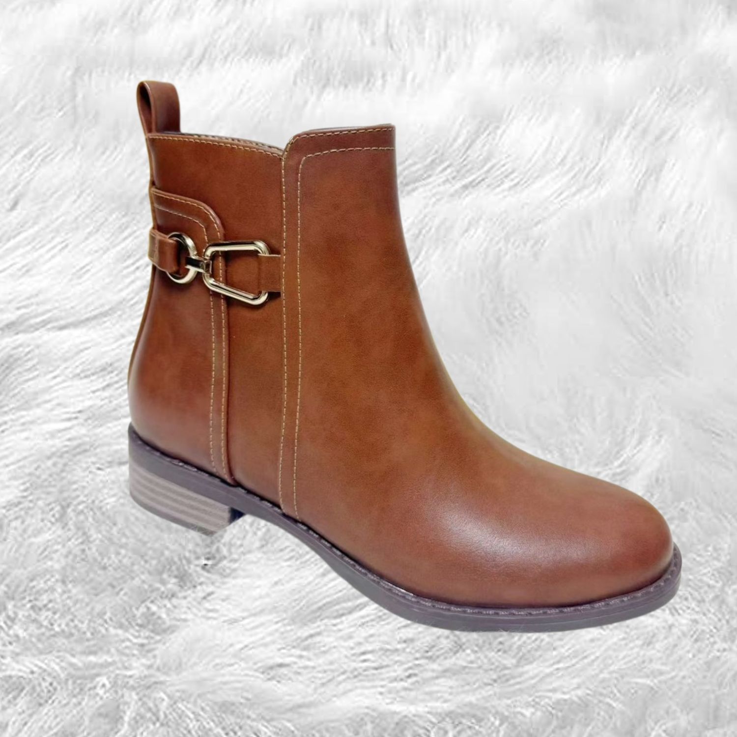 Ankle gold buckle boots