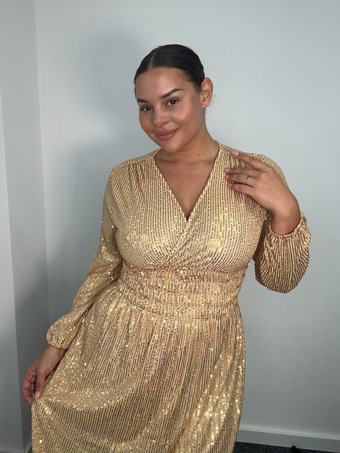 Plus size Sequin wrap midi dress