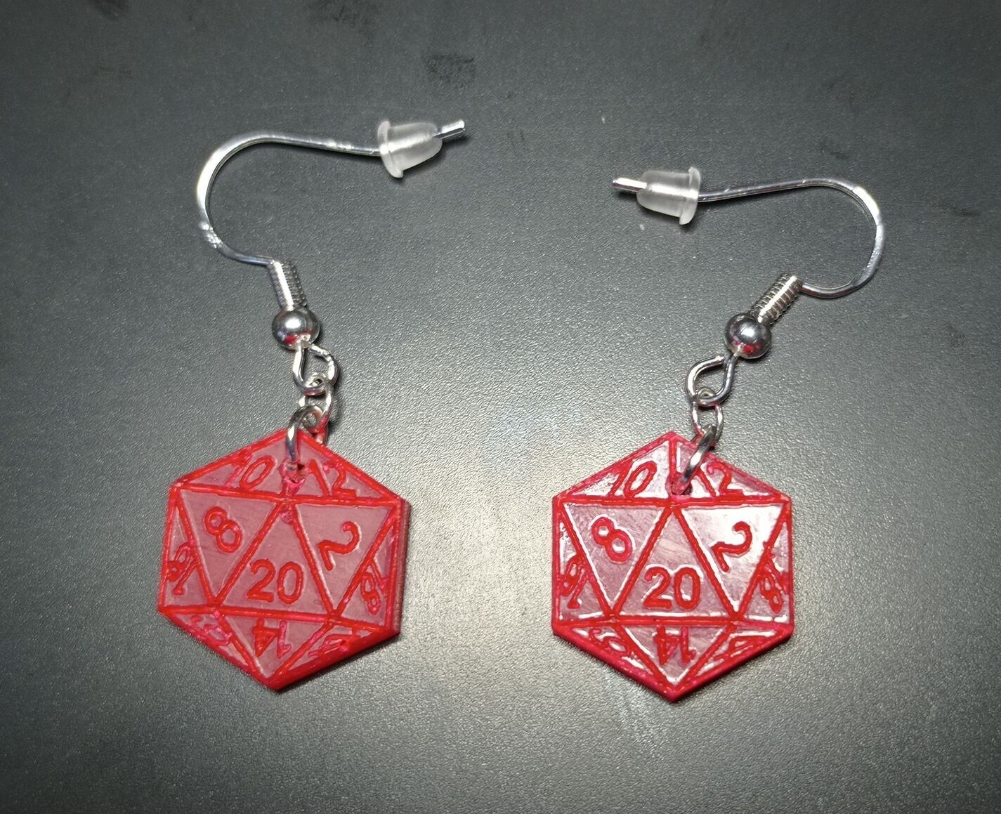 Boucles d&#39;oreilles dé 20, face 20 fluorescent