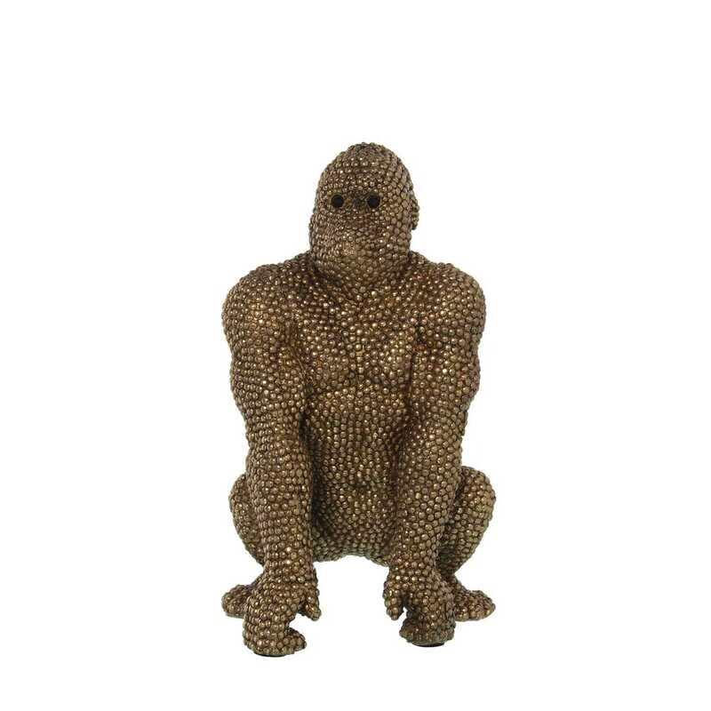 figura gorila resina dorado granulado
