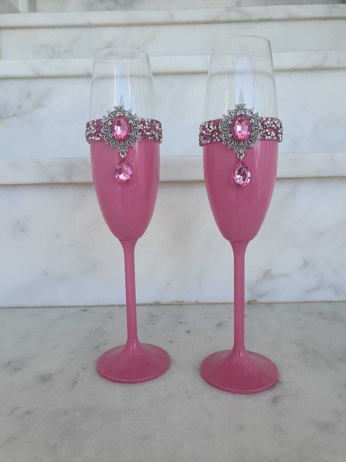 set 2 copas brindis rosa