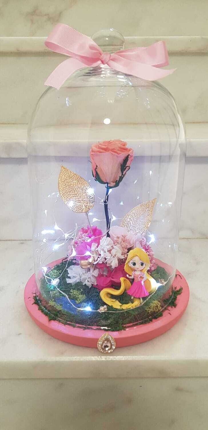 cúpula cristal Rosa preservada Rapunzel