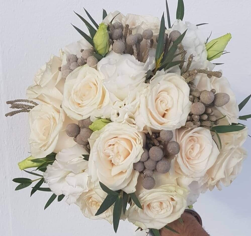 Ramo novia rosas champagne