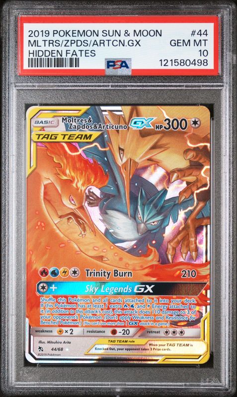 Moltres & Zapdos & Articuno GX - Hidden Fates (HIF) - PSA 10