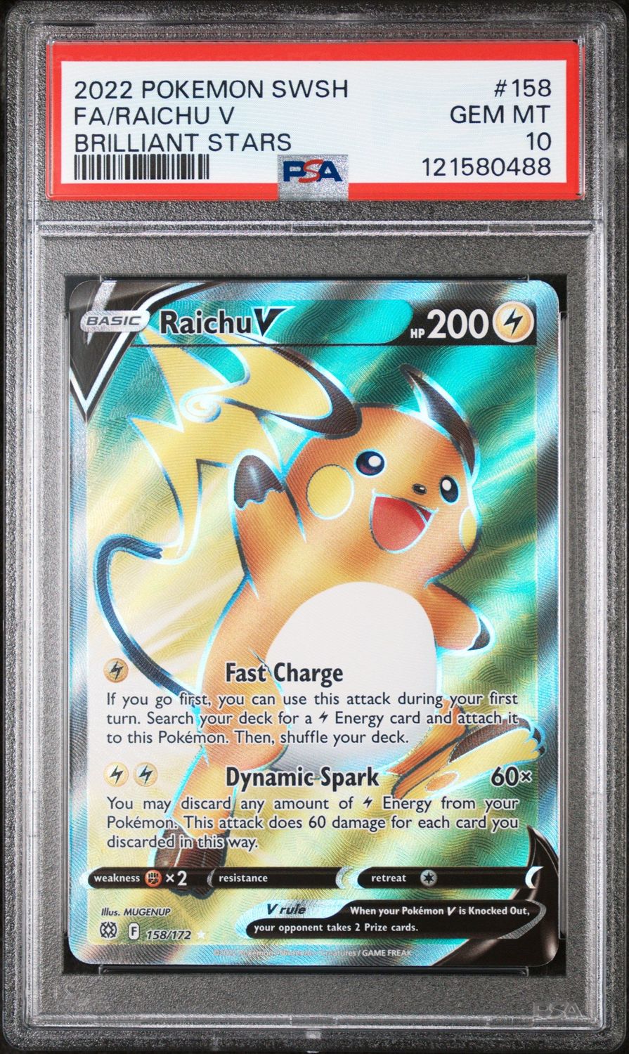Raichu V (Full Art) - SWSH09: Brilliant Stars (SWSH09) - PSA 10