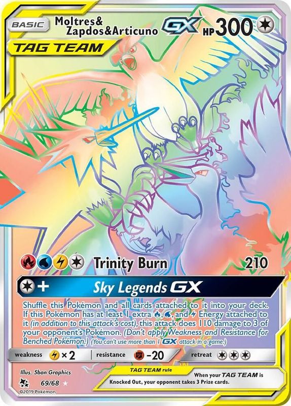 Moltres & Zapdos & Articuno GX (Secret) - Hidden Fates (HIF)