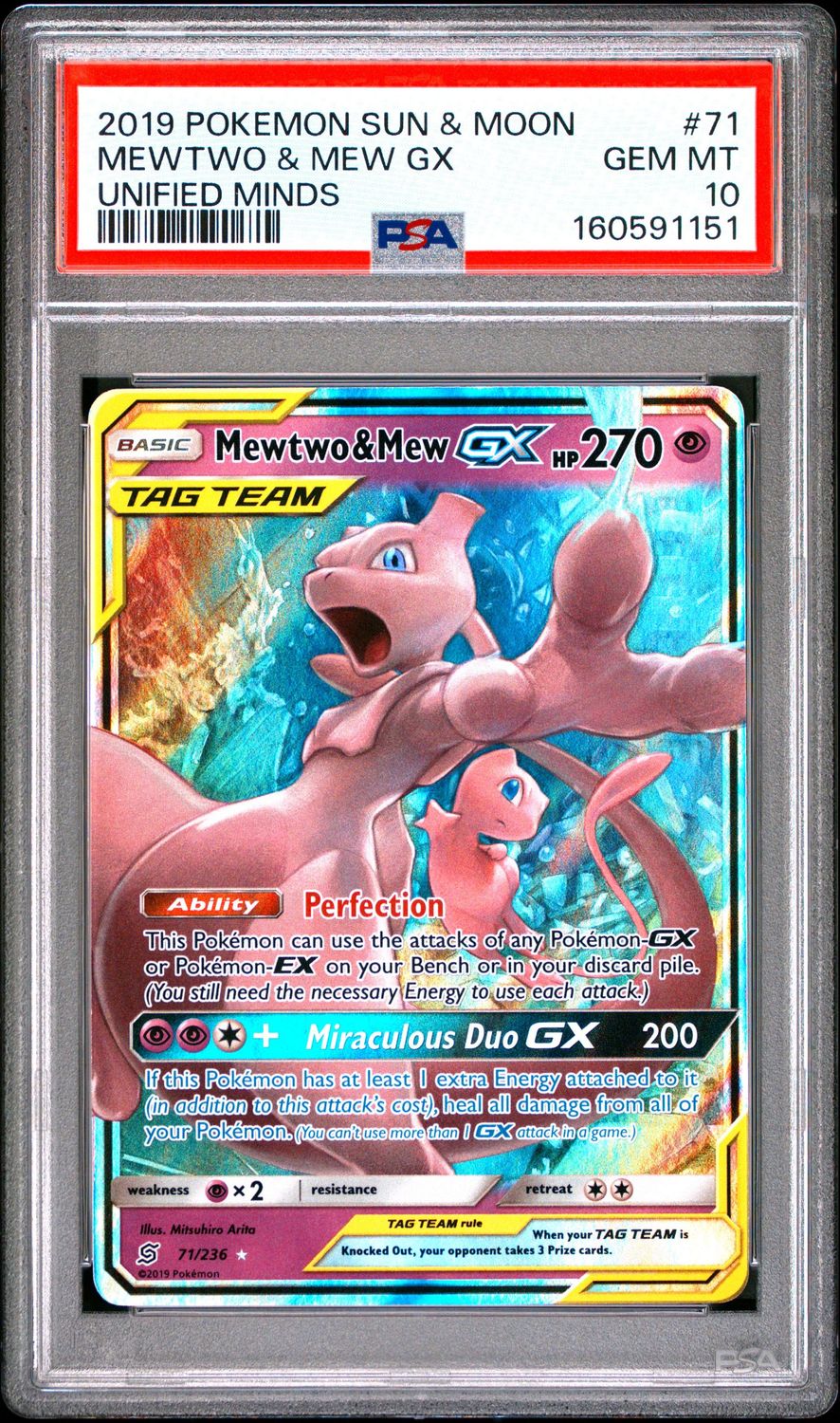 Mewtwo & Mew GX - SM - Unified Minds (SM11) - PSA 10