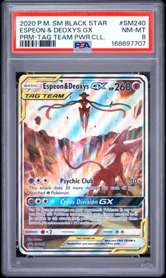 Espeon & Deoxys GX - SM240 - SM Promos (SMP) - PSA 8 Espeon & Deoxys GX - SM240 - SM Promos (SMP) - PSA 8