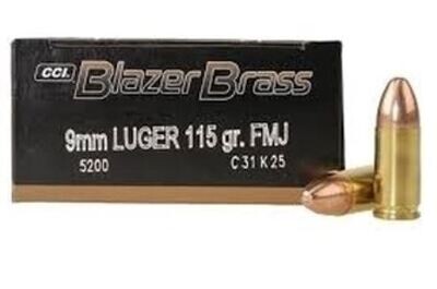 CCI Blazer 9mm 115 FMJ 50rd box