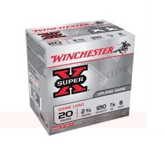 Winchester 20 Gauge Ammunition Super-X 2-3/4" 8 shot 7/8 oz 25 rounds