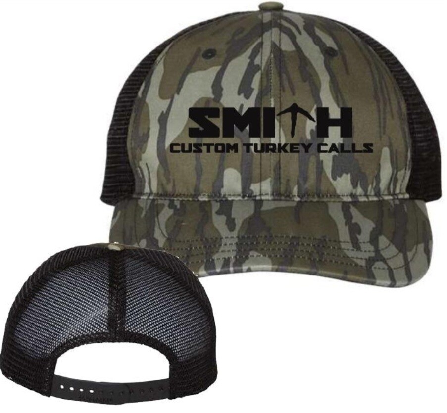 Bottomland Camo with embroidered Smith Logo on the front. Richardson 111P