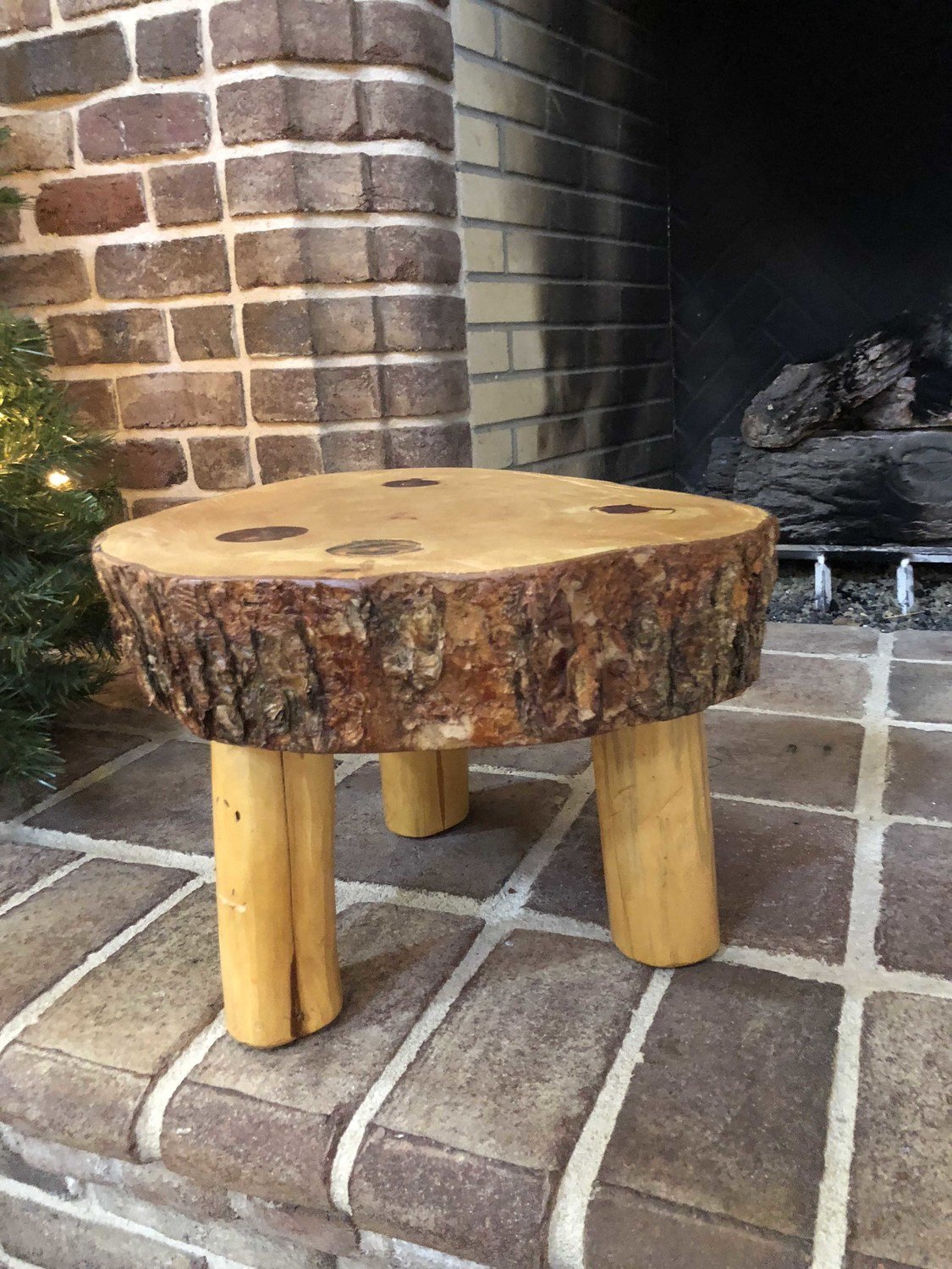 Three-legged Short Birch Stool