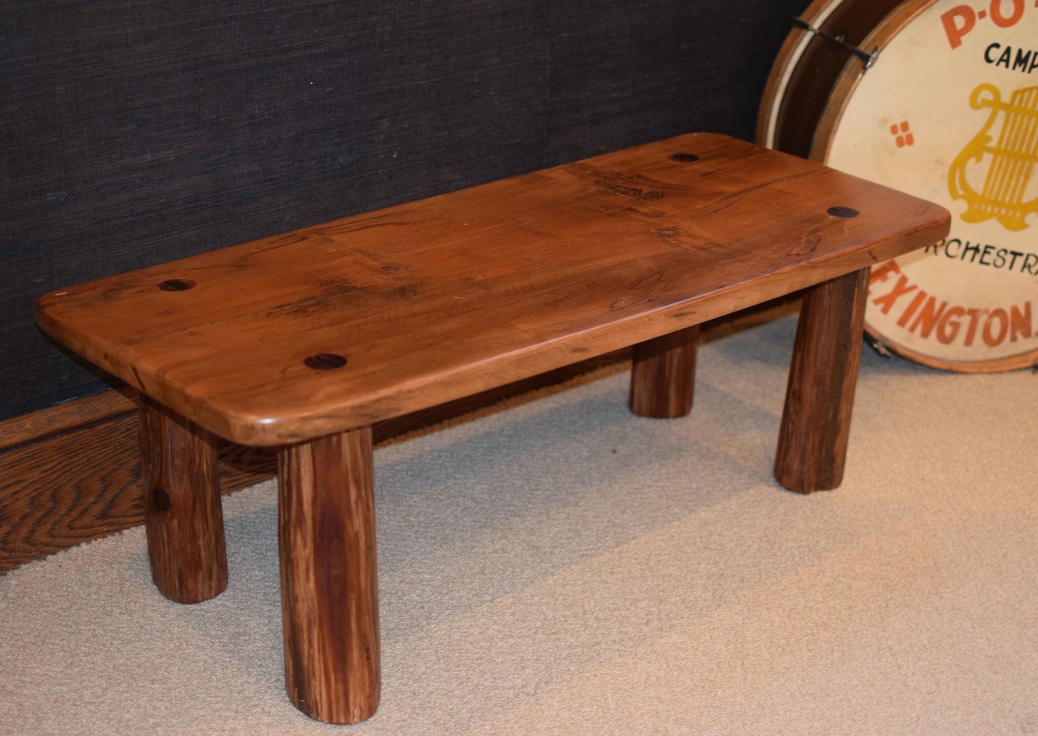Jerry Poole Short Bench with Sawmill Sycamore Wood - Dark
