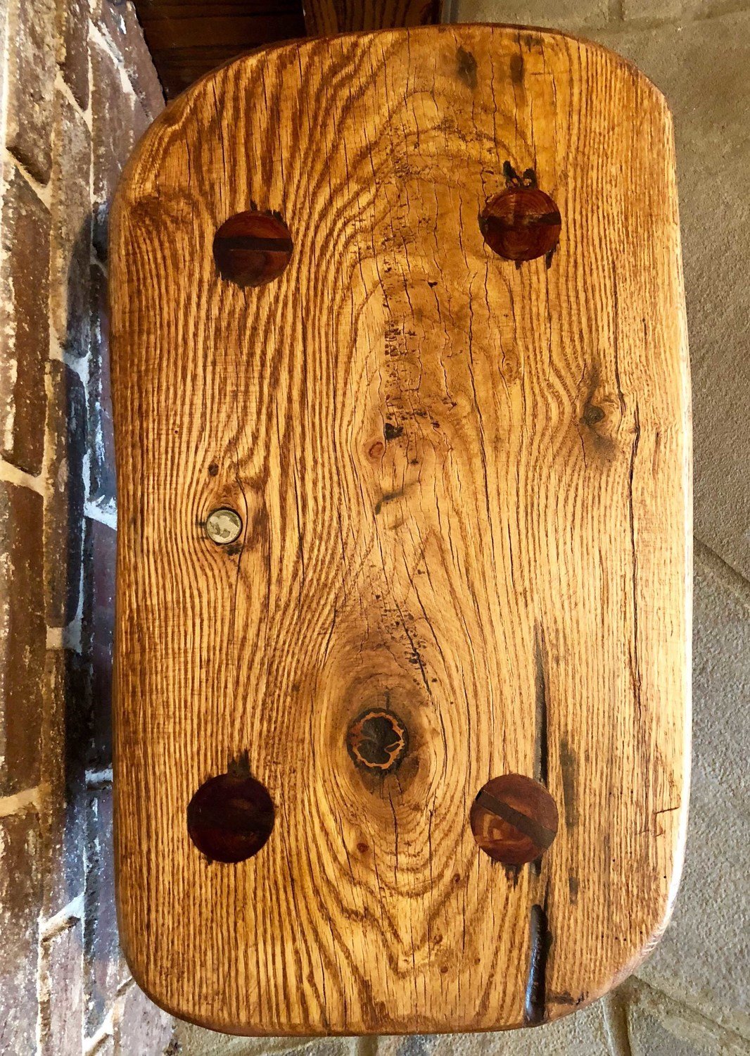 Jerry Poole Medium Oak Bench with embedded Indian Head Nickel