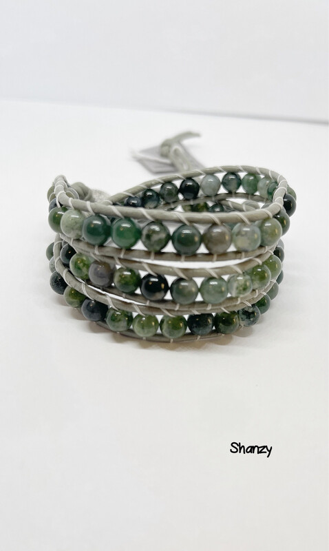 Green Moss Agate Wrap Bracelet