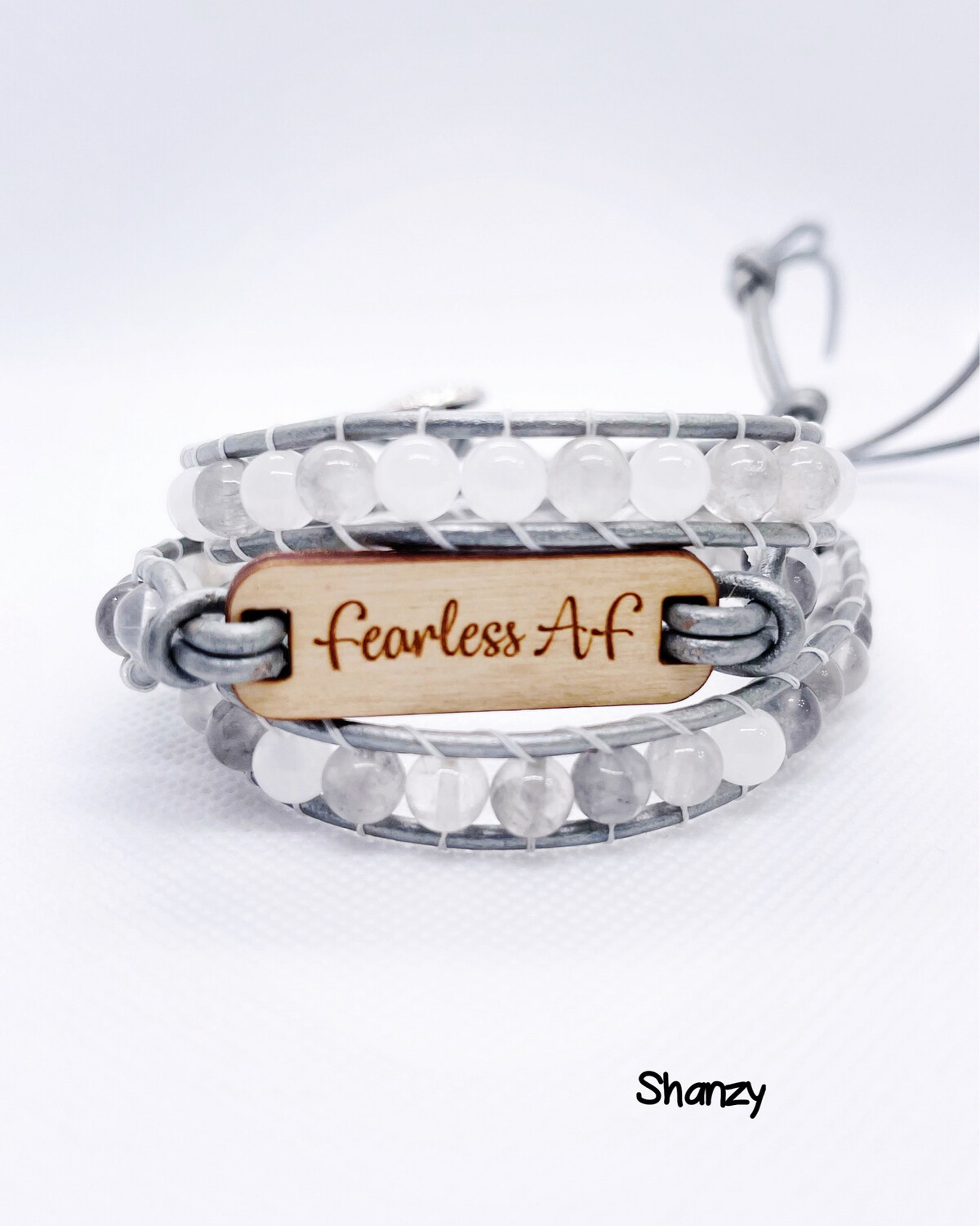 Fearless AF Quartz & Snow Jade Wrap Bracelet