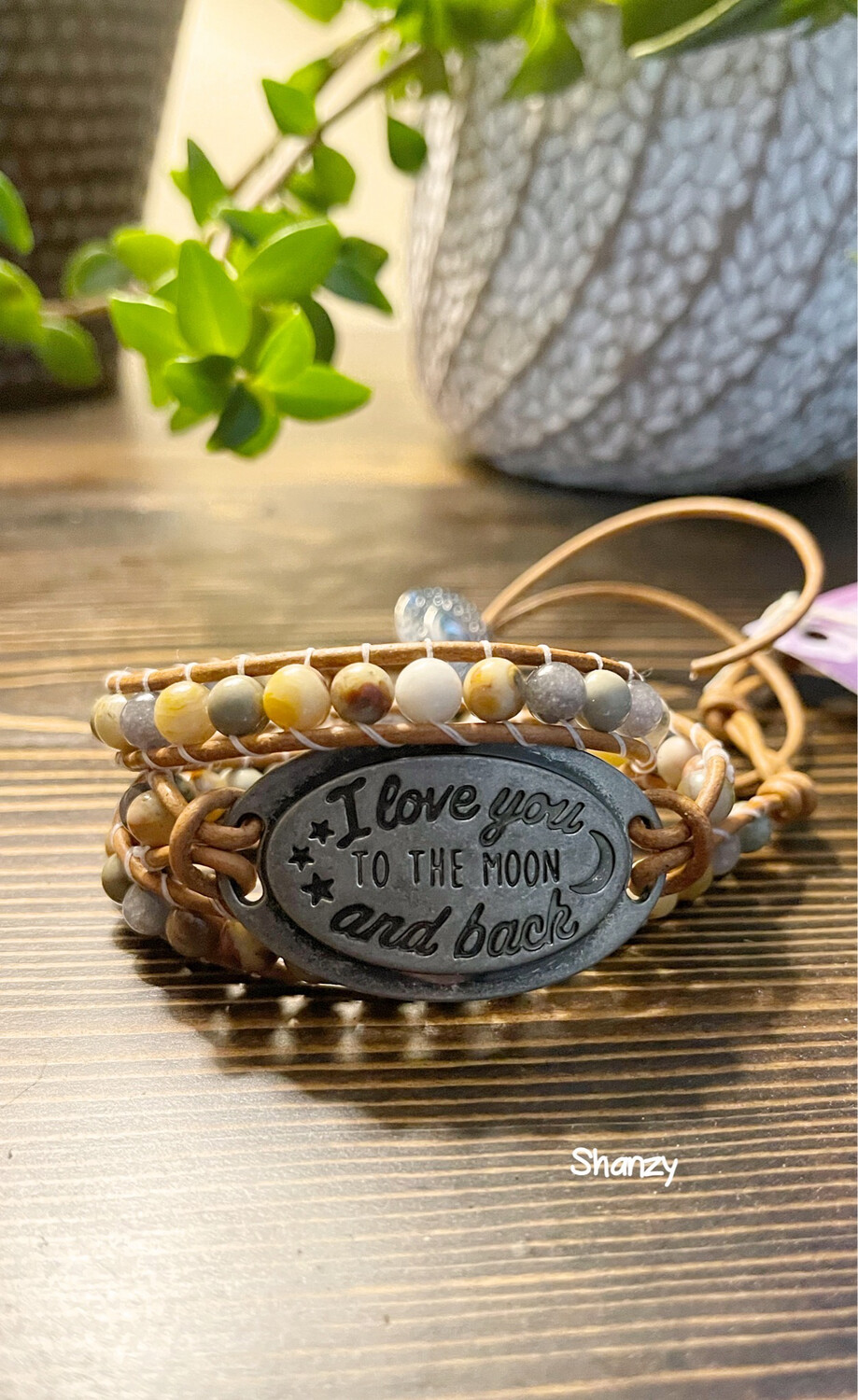 Crazy Lace Agate Love You To The Moon Wrap Bracelet