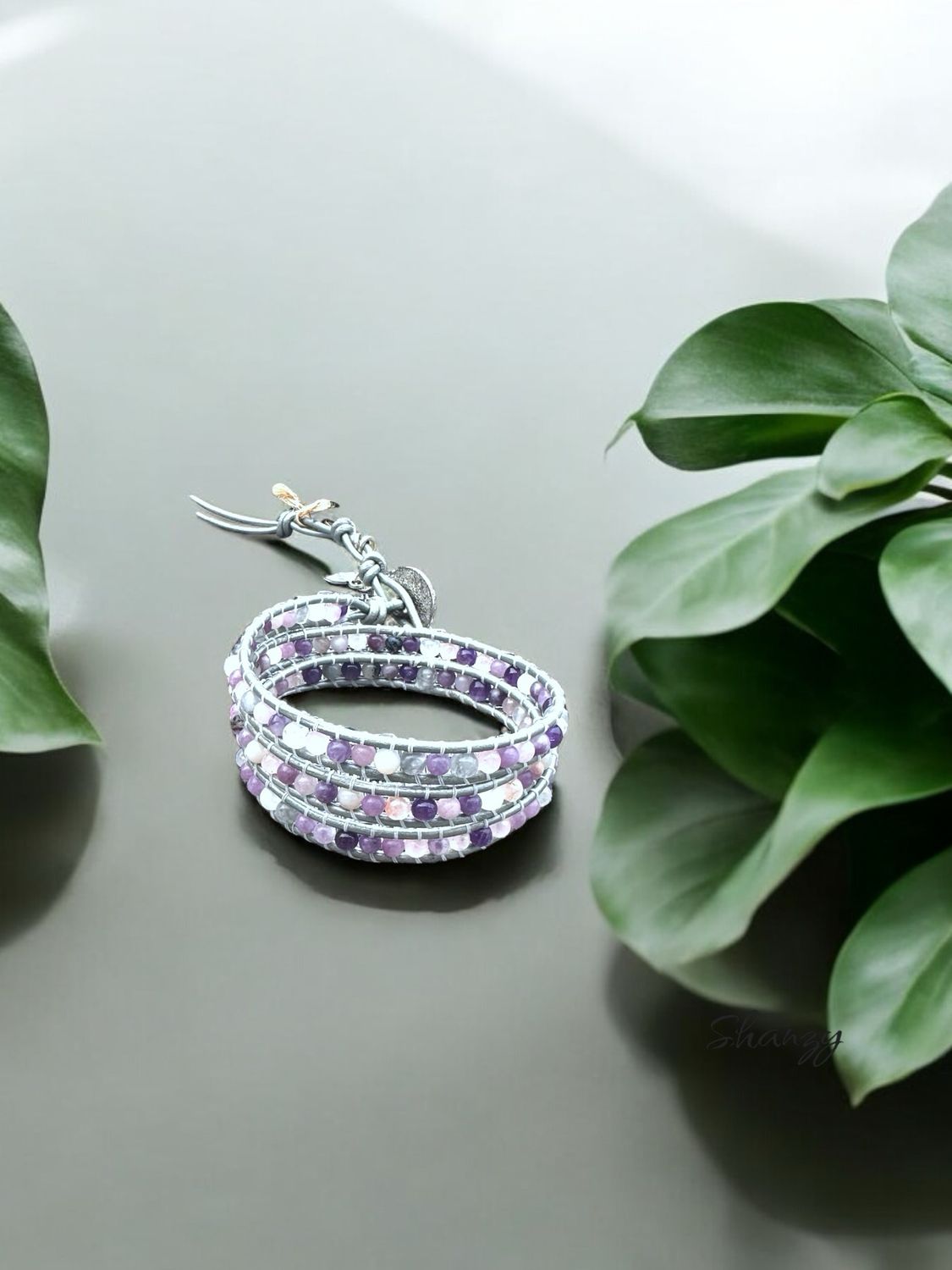 Amethyst, Jade, Jasper Wrap Bracelet