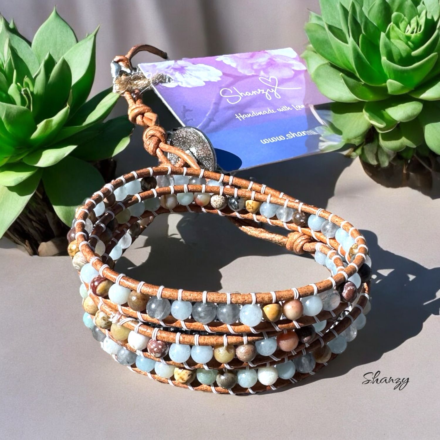 Agate, Jasper &amp; Jade Wrap Bracelet