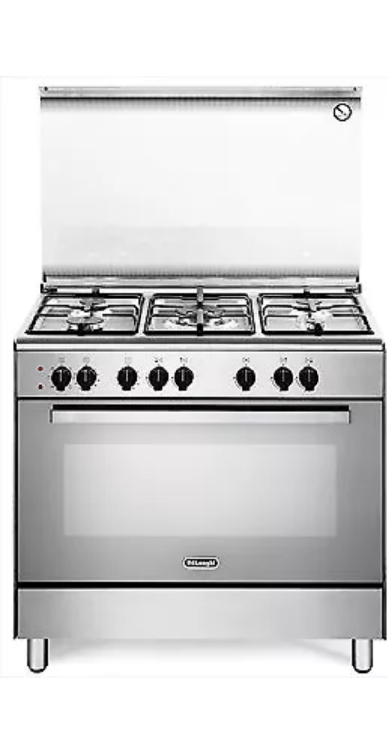 De Longhi Cucina a Gas 5 Fuochi Forno Elettrico Grill 90x60 cm A Inox DEMX96ED