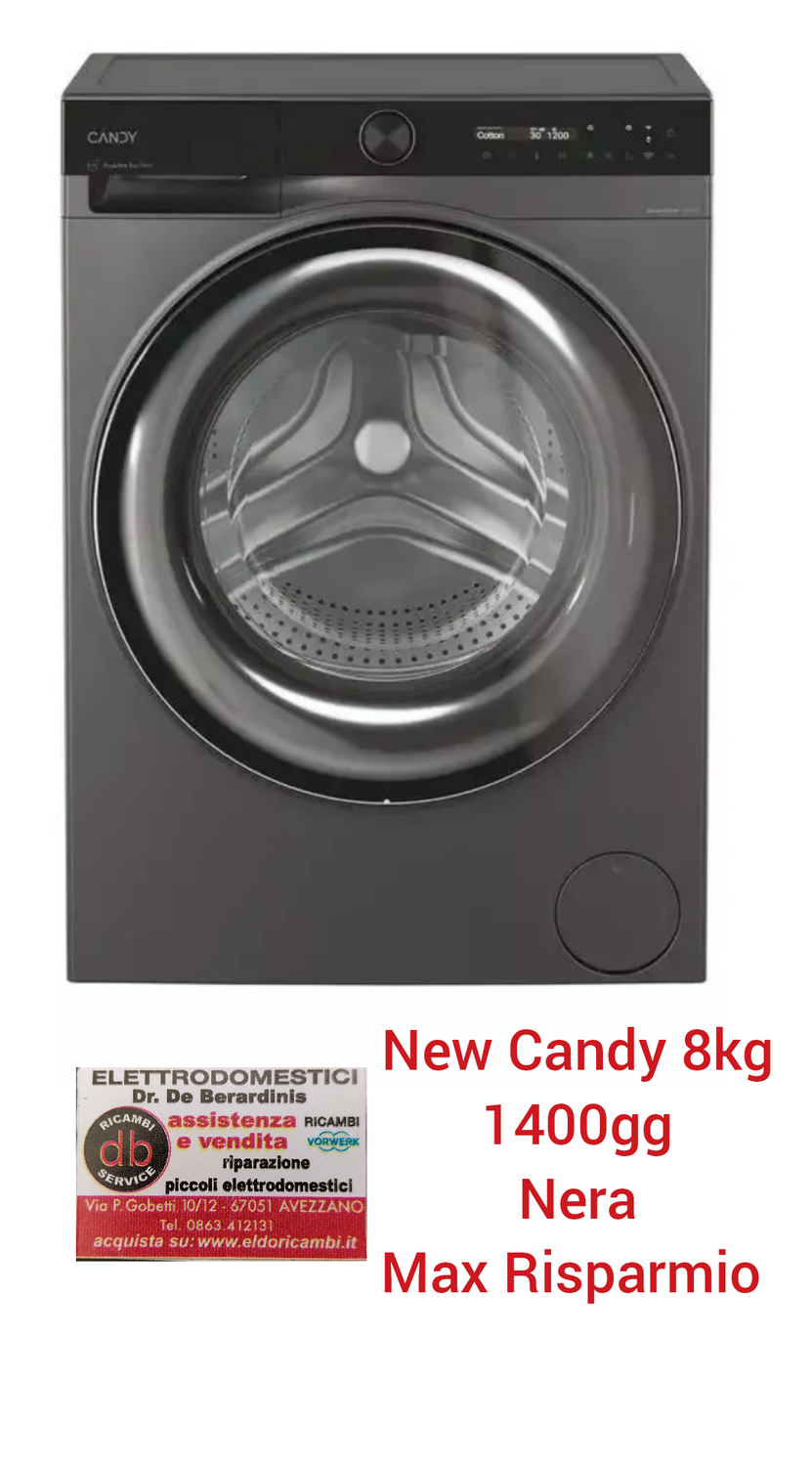 Candy BS 48SB6G-S lavatrice 8 kg 1400gg Antracite Nera Slim 43cm Classe A