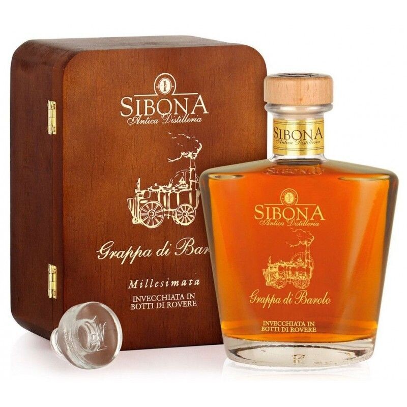 SIBONA GRAPPA DI BAROLO 2009 INVECCHIATA BOTTI DI ROVERE CL 70 CASSETTA LEGNO