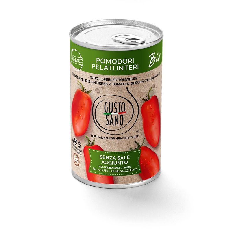 GUSTO SANO POMODORI PELATI BIO - CONFEZIONE DA 6 BARATTOLI DA 400 GR