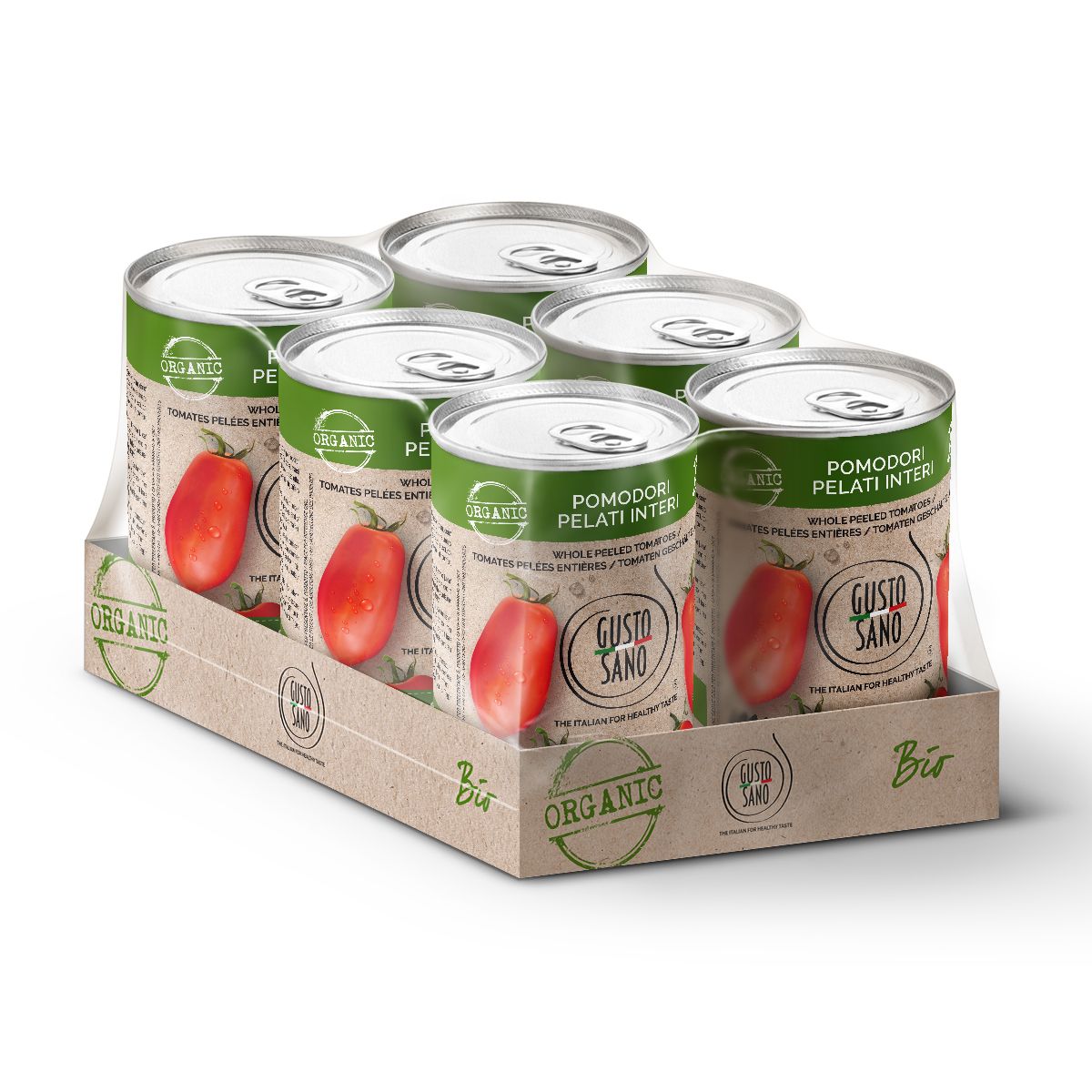 GUSTO SANO POMODORI PELATI BIO - CONFEZIONE DA 6 BARATTOLI DA 400 GR