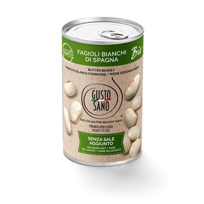 GUSTO SANO - FAGIOLI BIANCHI DI SPAGNA BIO - CONFEZIONE DA 6 BARATTOLI DA 400 GR
