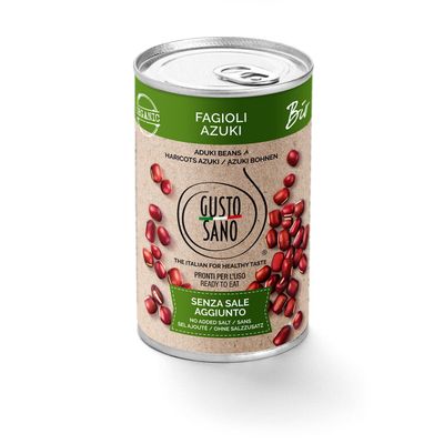GUSTO SANO FAGIOLI AZUKI BIO -  CONFEZIONE DA 6 BARATTOLI DA 400 GR