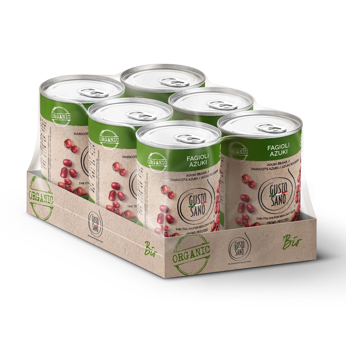 GUSTO SANO FAGIOLI AZUKI BIO - CONFEZIONE DA 6 BARATTOLI DA 400 GR