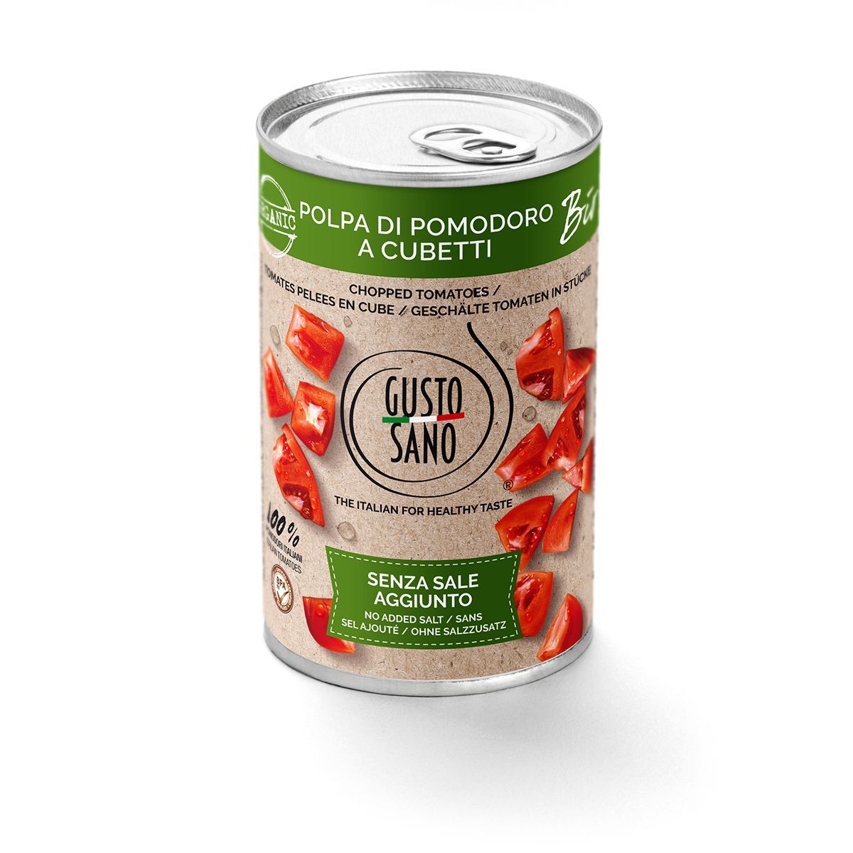 GUSTO SANO POLPA DI POMODORO A CUBETTI - CONFEZIONE DA 6 BARATTOLI DA 400 GR