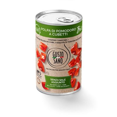 GUSTO SANO POLPA DI POMODORO A CUBETTI - CONFEZIONE DA 6 BARATTOLI DA 400 GR