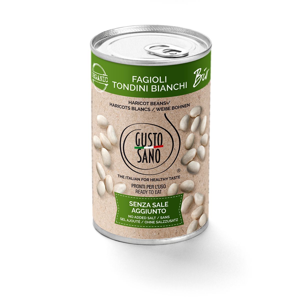 GUSTO SANO FAGIOLI TONDINI BIANCHI BIO - CONFEZIONE DA 6 BARATTOLI DA 400 GR