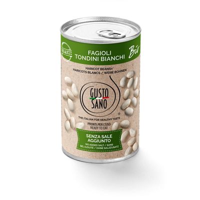 GUSTO SANO FAGIOLI TONDINI BIANCHI BIO - CONFEZIONE DA 6 BARATTOLI DA 400 GR
