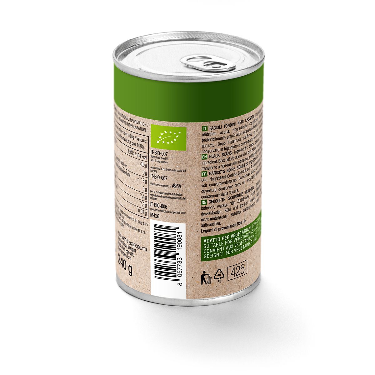 GUSTO SANO FAGIOLI TONDINI BIANCHI BIO - CONFEZIONE DA 6 BARATTOLI DA 400 GR